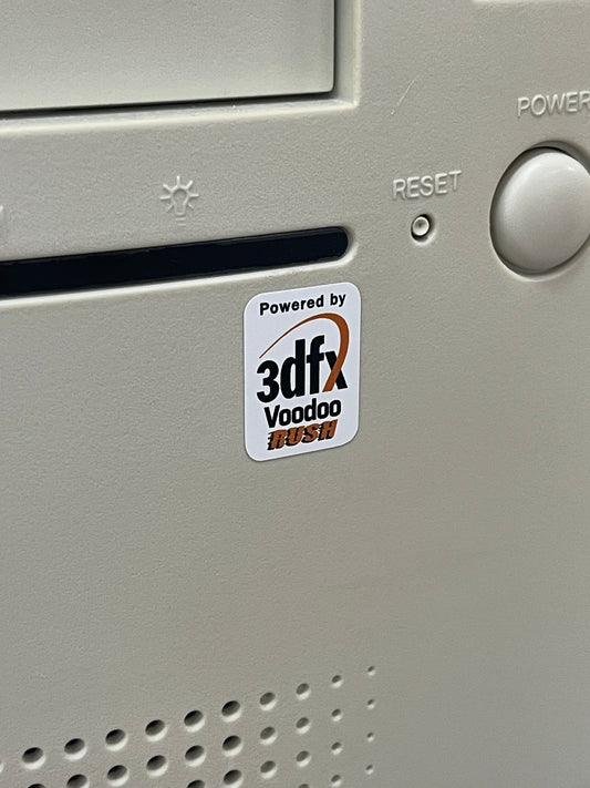 3Dfx Voodoo Rush Case Badge Sticker - White