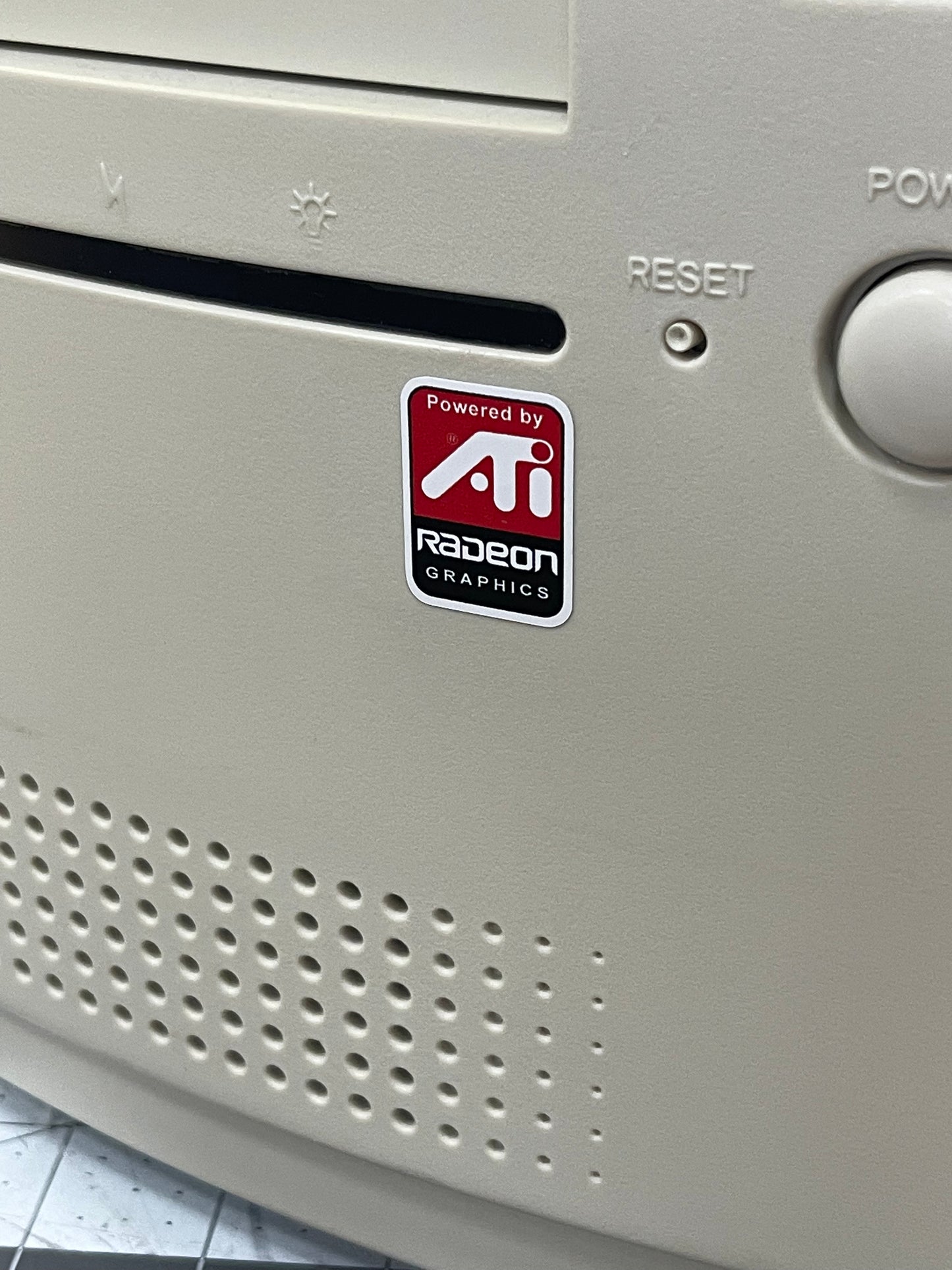 ATI Radeon Graphics, Powered By Case Badge Sticker - White