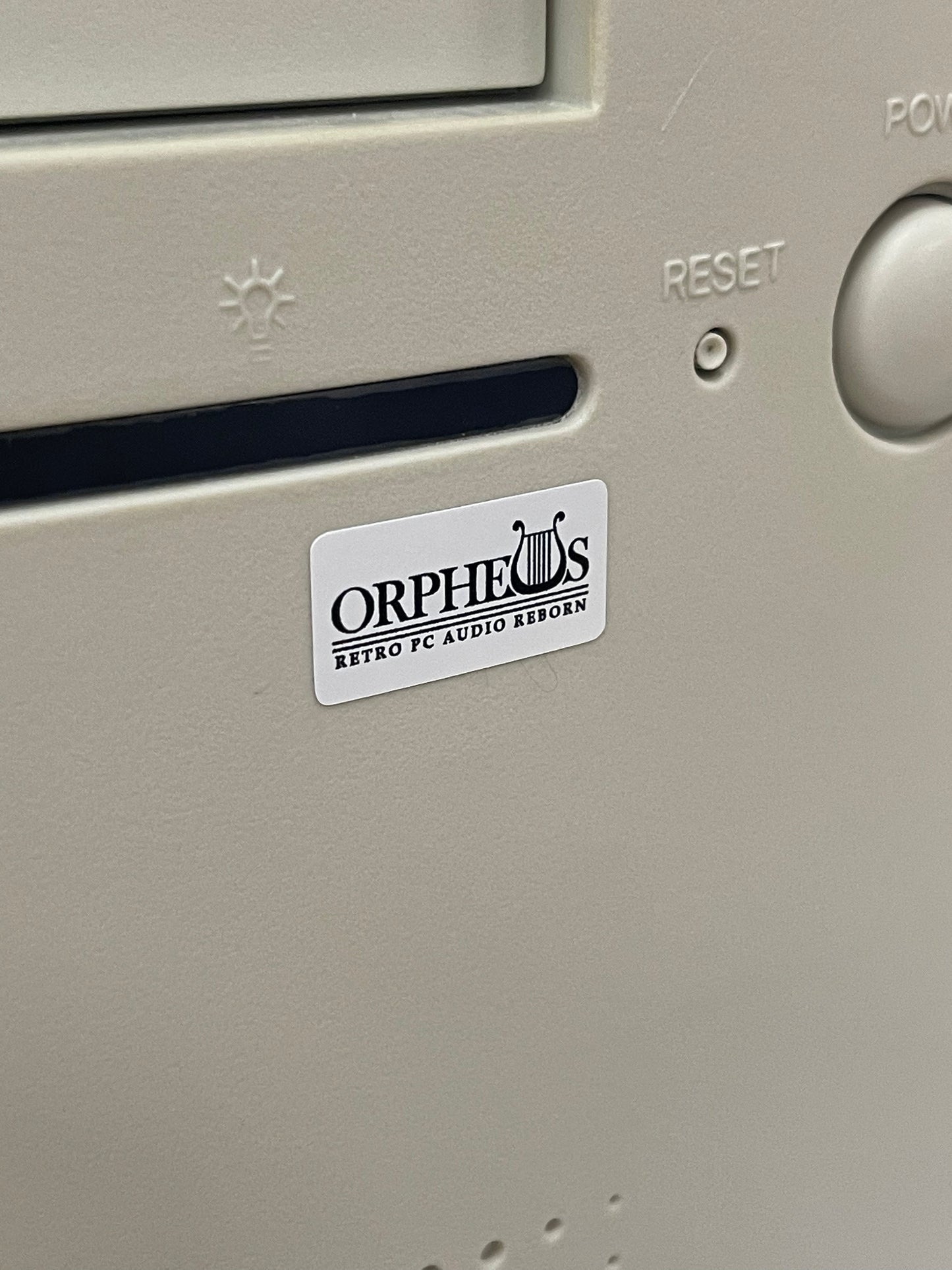Orpheus Retro PC Audio Case Badge Sticker - White