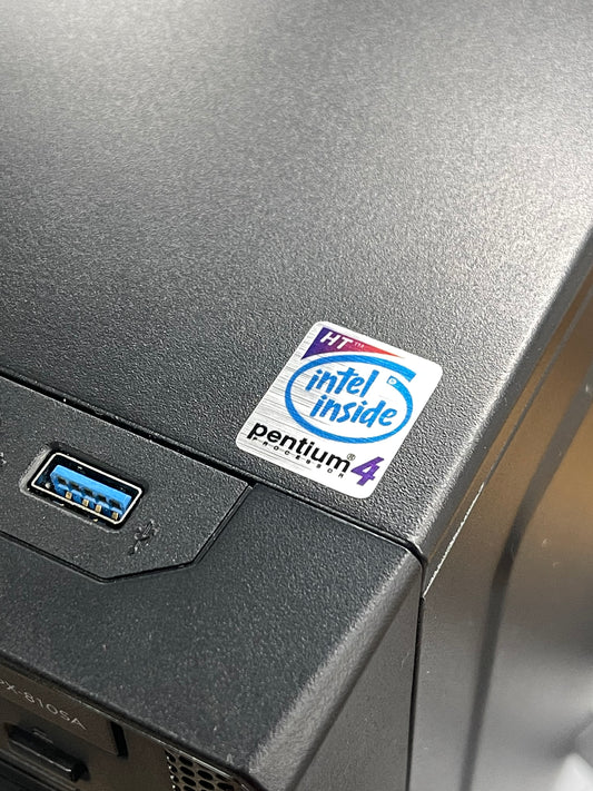 Pentium 4 Retro-Modern-Sleeper Case Badge Sticker - Metallic
