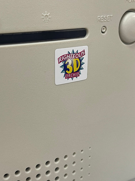 Orchid Righteous 3D Voodoo 3DFx Video Graphics Case Badge Sticker - White