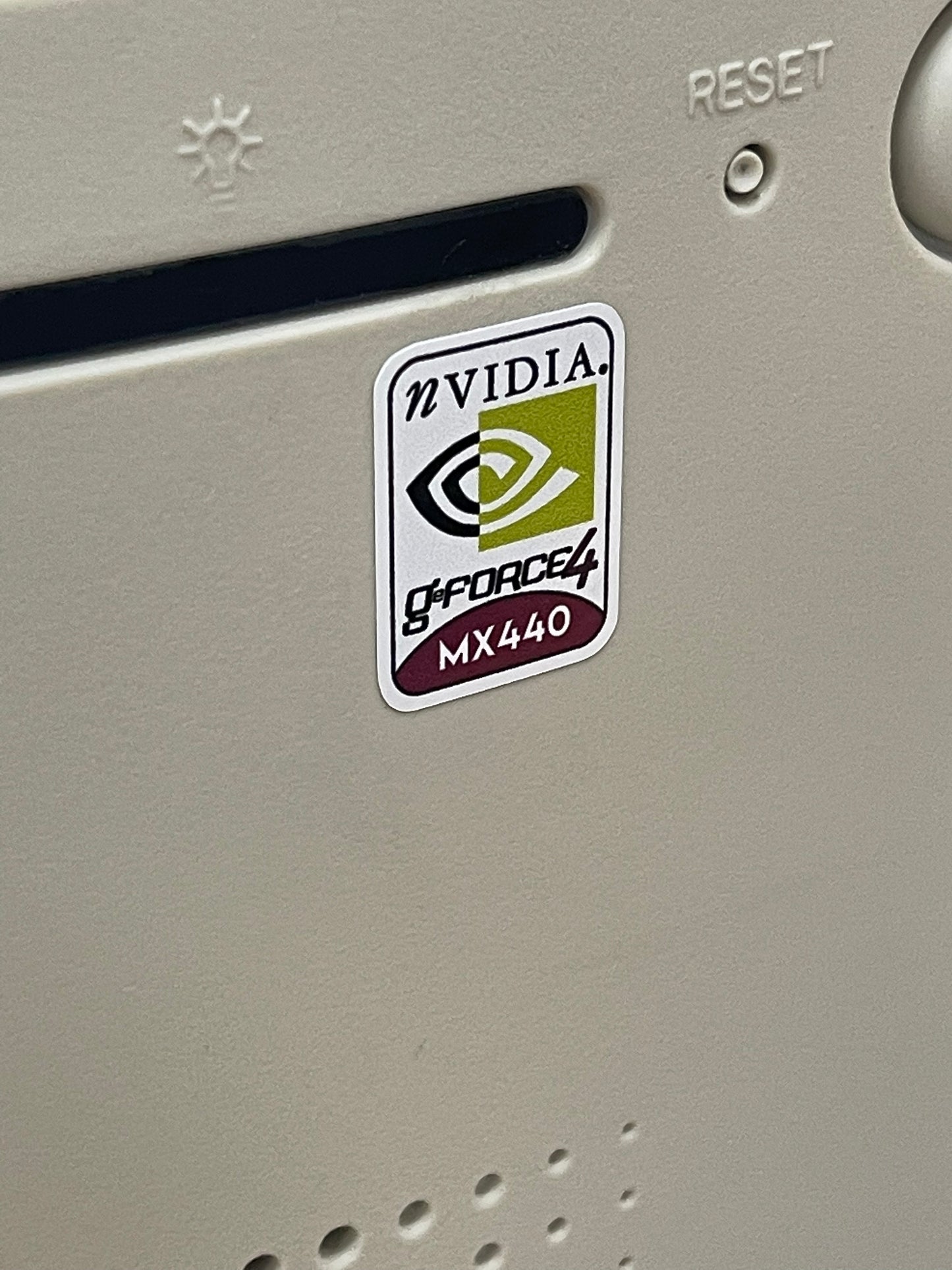 Nvidia Geforce4 MX440 Video Graphics Case Badge Sticker - White
