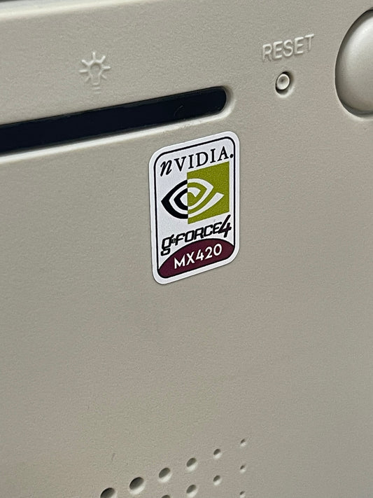 Nvidia Geforce4 MX420 Video Graphics Case Badge Sticker - White