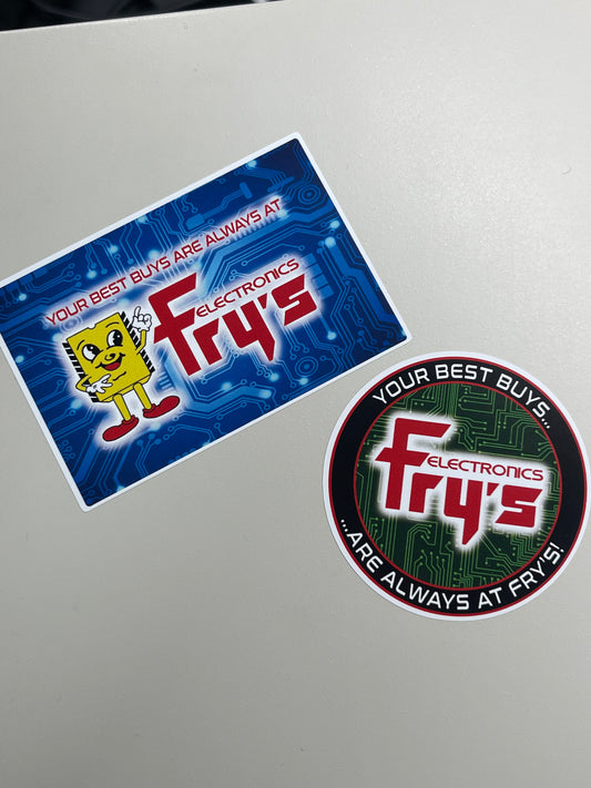 Fry’s Electronics Logo 90s Computer Store Stickers (2)