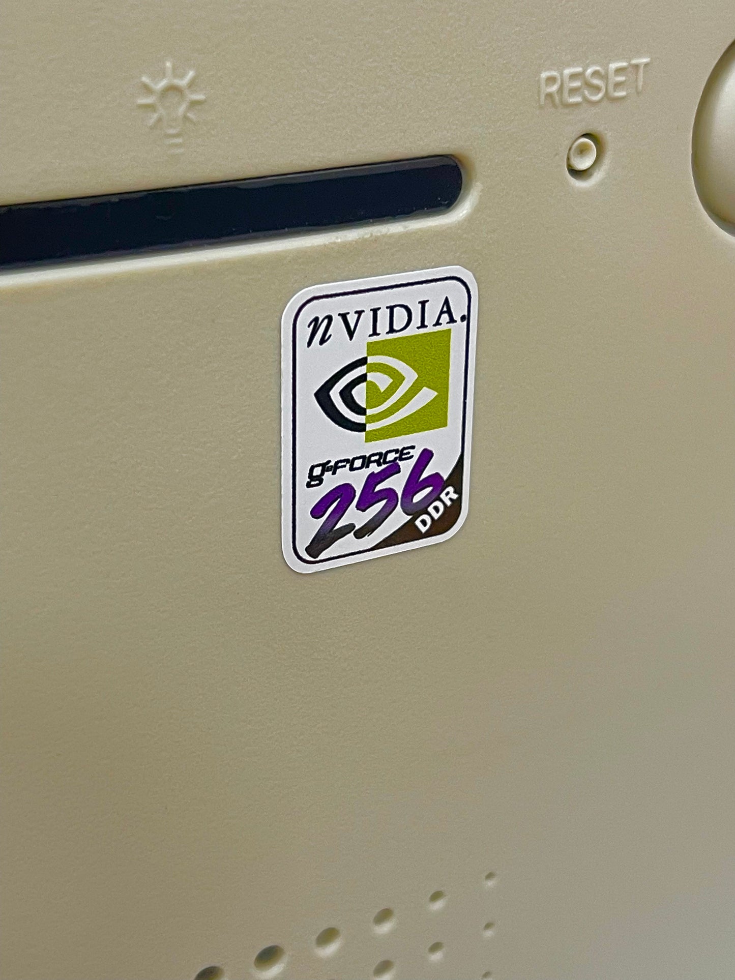 Nvidia Geforce 256 DDR Video Graphics Case Badge Sticker - White