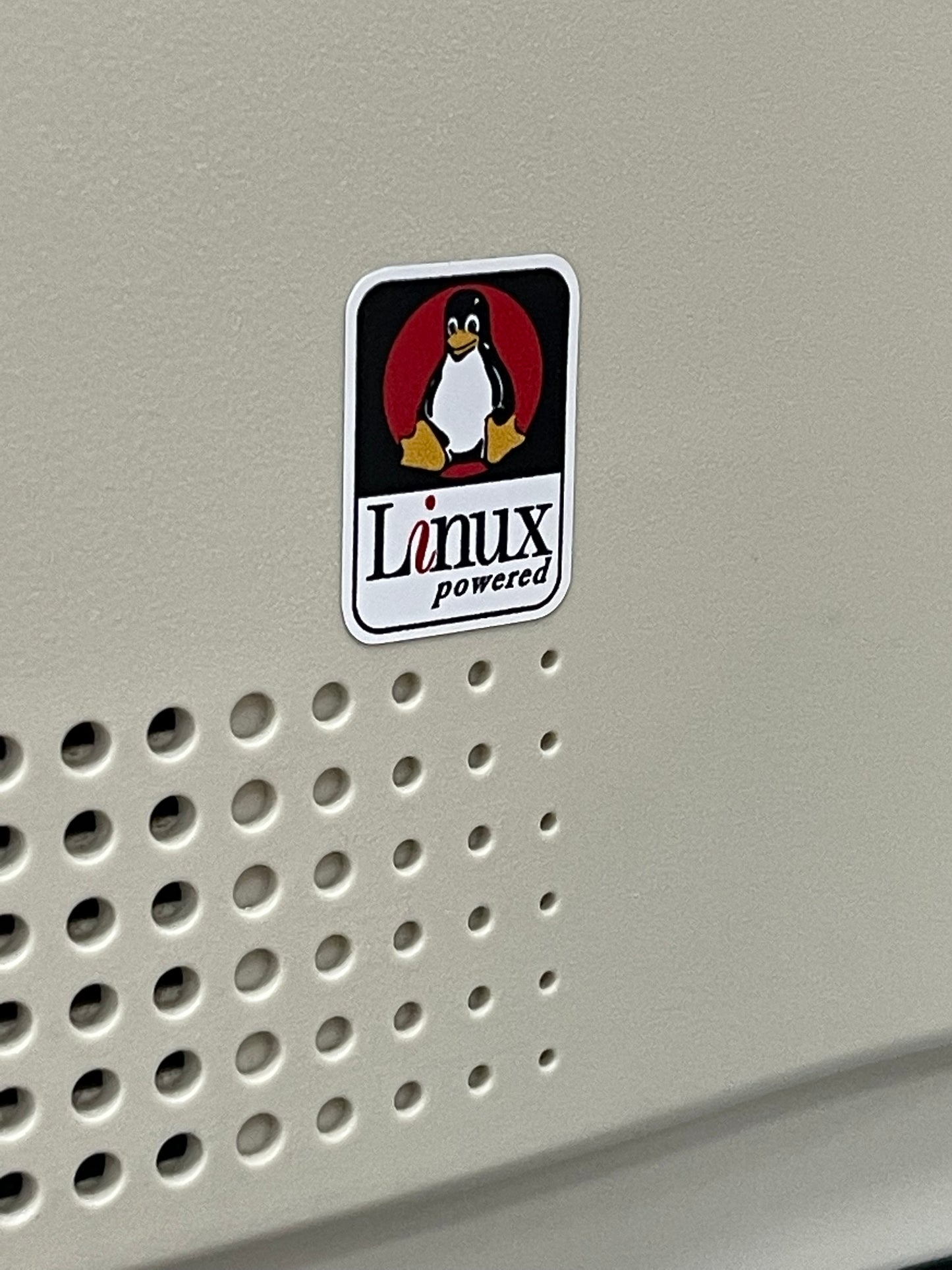 Linux Powered Color Penguin Logo Case Badge Sticker - White
