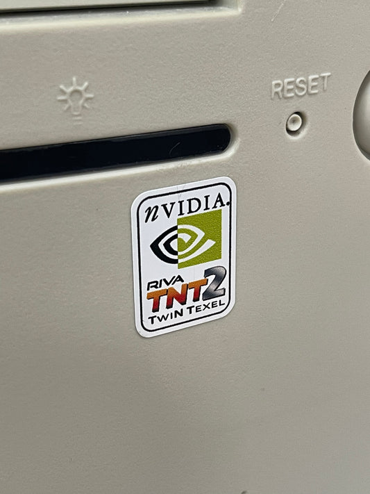 Nvidia Riva TNT2 Video Graphics Case Badge Sticker - White