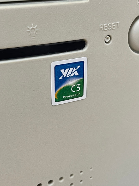 VIA C3 CPU Processor Case Badge Sticker - White