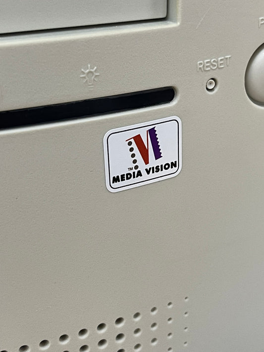 Media Vision Sound Audio Logo Case Badge Sticker - White