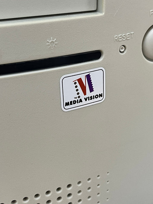 Media Vision Sound Audio Logo Case Badge Sticker - White