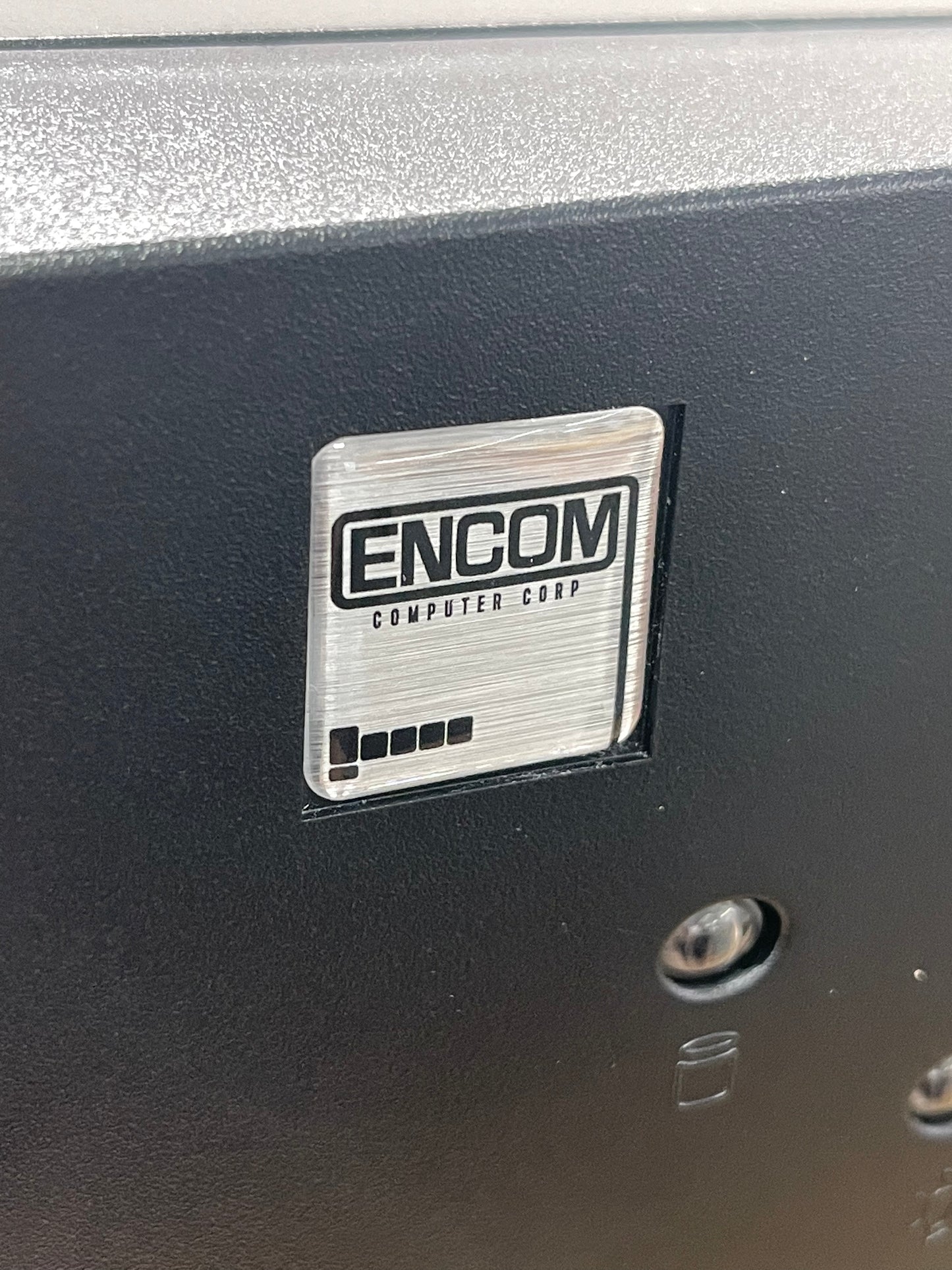> ENCOM Computer Corp < TRON Case Badge Sticker - Dome Slvr/Blk