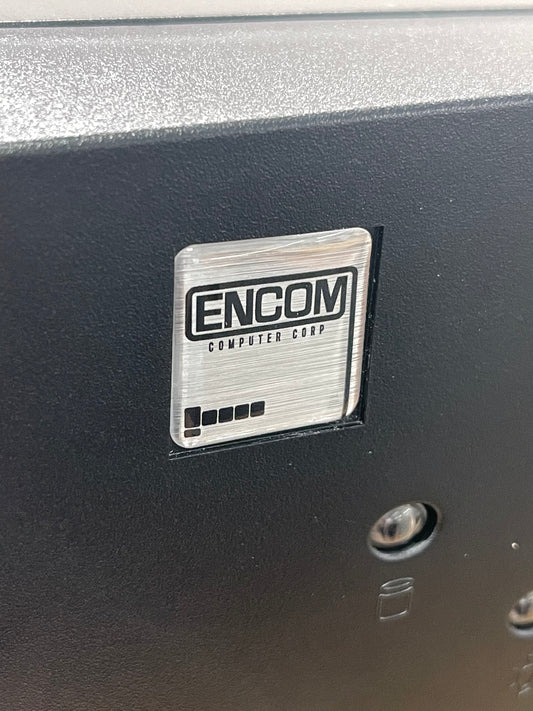 > ENCOM Computer Corp < TRON Case Badge Sticker - Dome Slvr/Blk