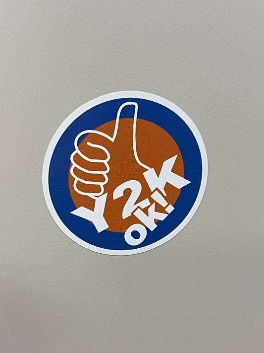 Y2k OK Year 2000 “Thumbs Up” Orange/Blue Sticker